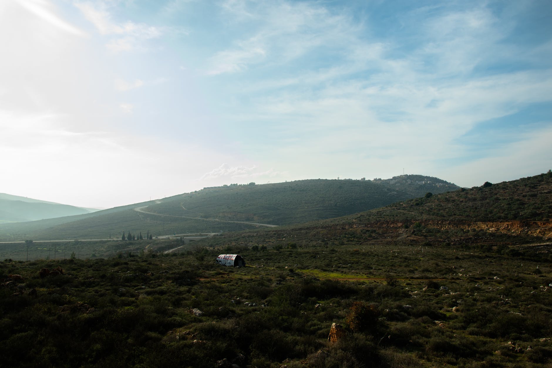 an aerial shot of a field in israel