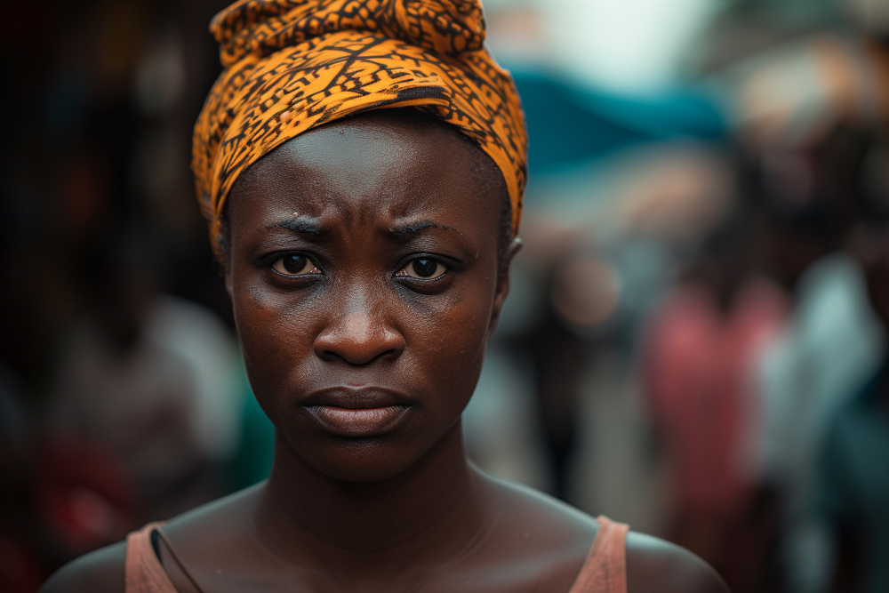 black angry and sad depressed woman